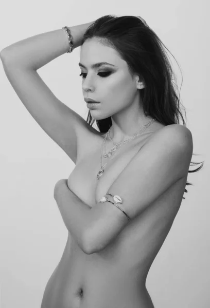 Çıplak Kadın Göğüs Estetiği Göğüs Artırma — Stok fotoğraf