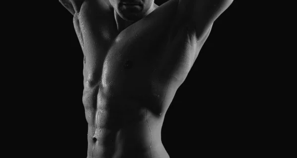 Sexy Tělo Svalnatého Muže Nahý Kulturista — Stock fotografie