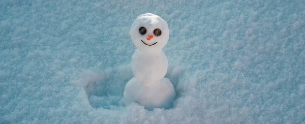 Зимовий Прапор Снігова Людина Взимку Різдвяний Сніговик Сніговому Тлі Прапор — стокове фото