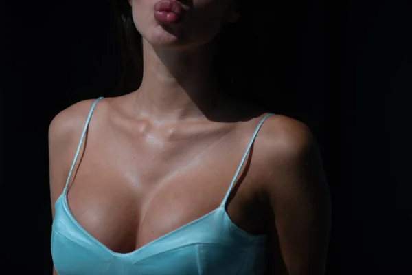 Close Sexy Boobs Breast Tits Beautiful Woman Body Sexy Female — Foto de Stock