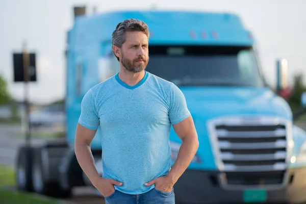 Men Driver Lorry Truck Man Owner Truck Driver Shirt Truck — Stock Photo, Image