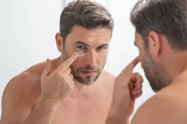 Cosmetic Cream Man Spa Male Model Skincare Product Skin Face — Stock Photo, Image