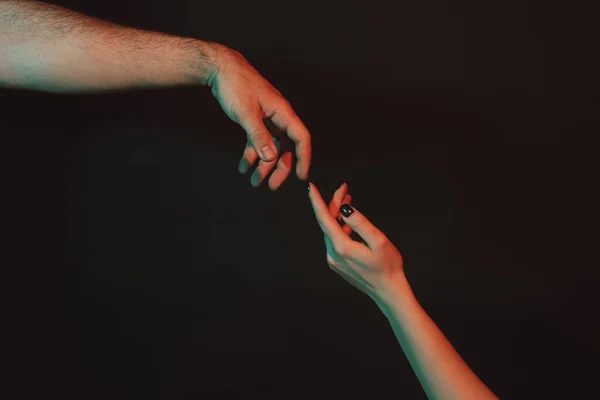Reaching Touching Hands Reach Hand Sensual Touch Fingers Two Hands — Stock Photo, Image