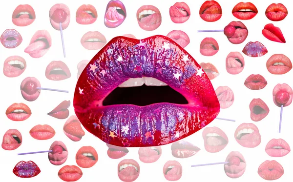 嘴唇和嘴 红唇背景 女性嘴唇 — 图库照片