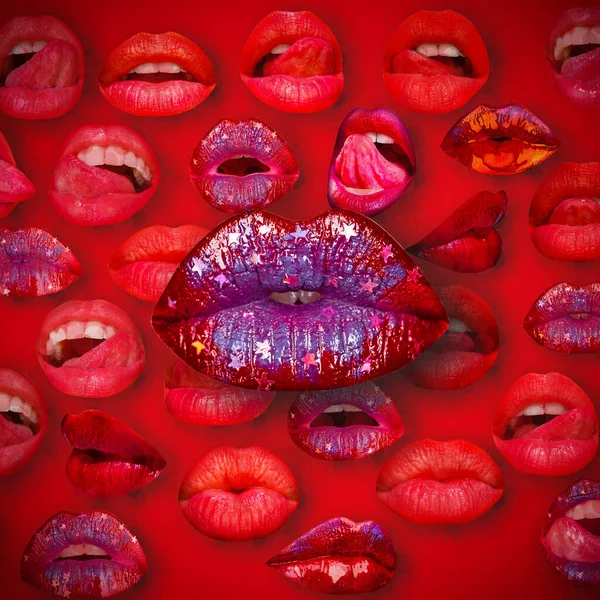 Lips Mouth Female Lip Red Background Woman Lips — Stockfoto