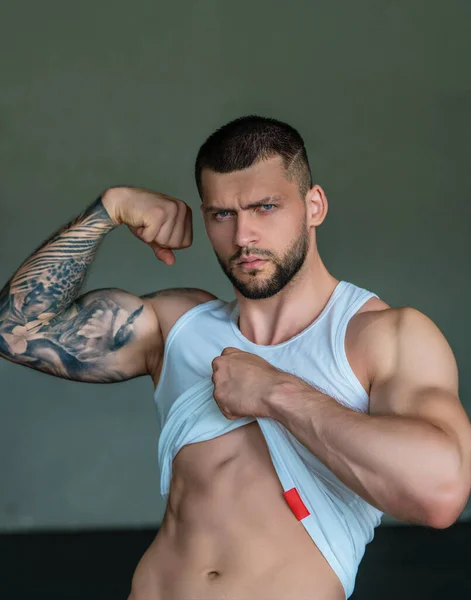 Torso Masculino Muscular Ombros Nus Bonito Homem Sexy Jovem Homem — Fotografia de Stock