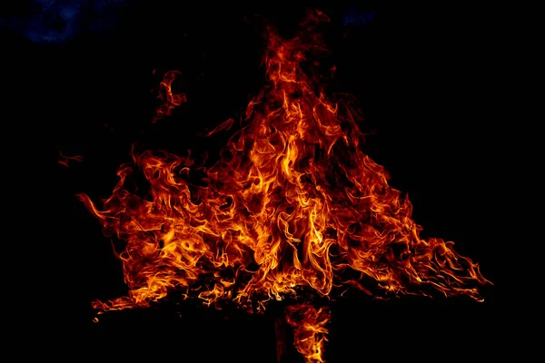 Płomień Ognia Spalić Światła Czarnym Tle — Zdjęcie stockowe