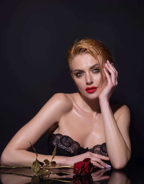 Sexy Sensueel Modemodel Romantisch Daten Een Aanzoek Slanke Sexy Mooie — Stockfoto