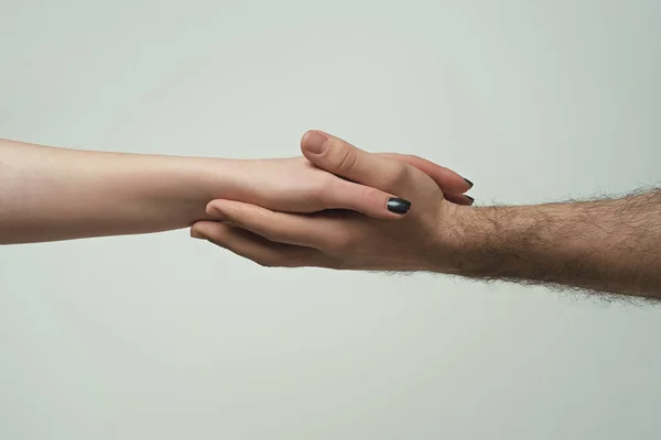 Hand Vasthouden Sluiten Een Helpende Hand Bieden Redding Hulp Bij — Stockfoto