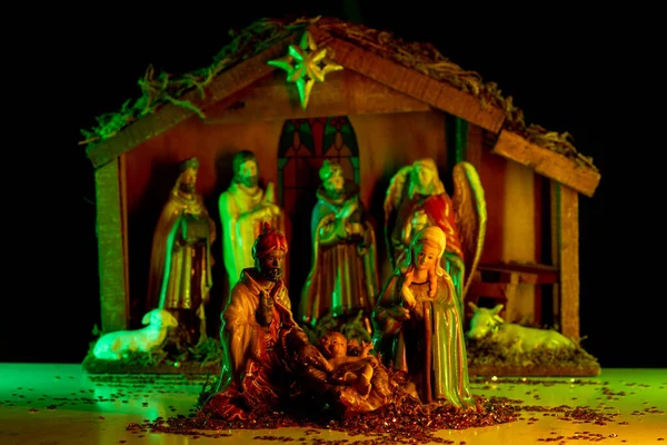 Jesus Christ Mary Josef Christmas Figurines Christmas Scene Baby Jesus — Stock Photo, Image
