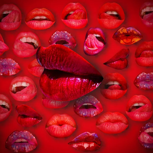 Sexy Lippen Sensuele Lippenstift Rood Lippen Mond Vrouwelijke Lip Rode — Stockfoto