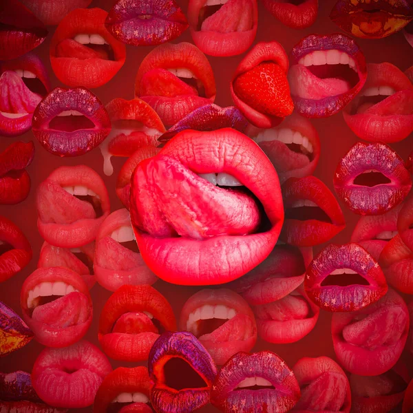 Sexy Lippen Sensuele Lippenstift Rood Lippen Mond Vrouwelijke Lip Rode — Stockfoto