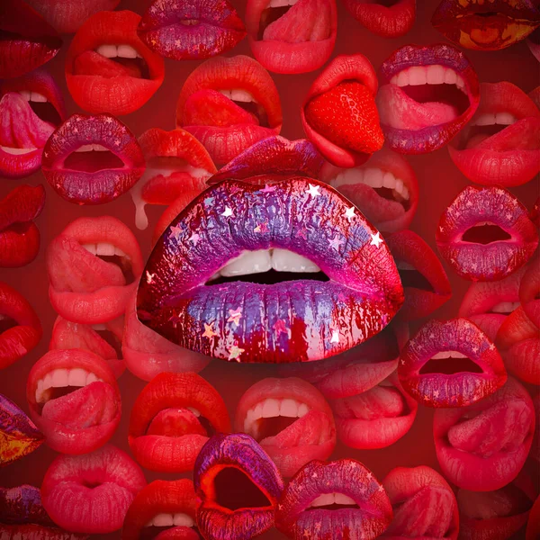 Lips Mouth Female Lip Red Background Woman Lips —  Fotos de Stock