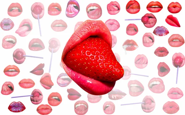 Lips Mouth Red Lip Background Female Lips — Stock fotografie