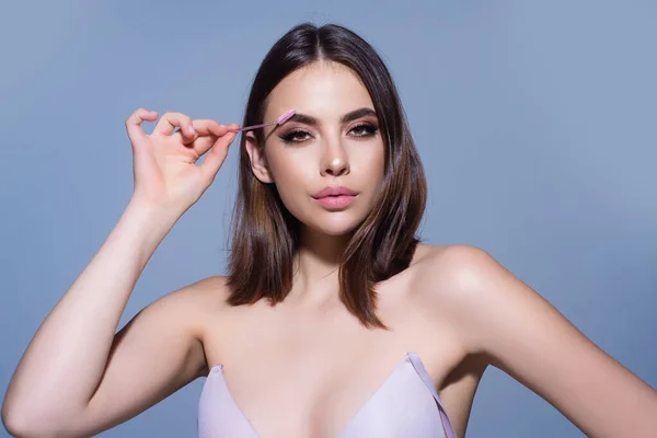 Eyebrow Makeup Beauty Model Shaping Brows Brow Pencil Closeup Womans — Photo