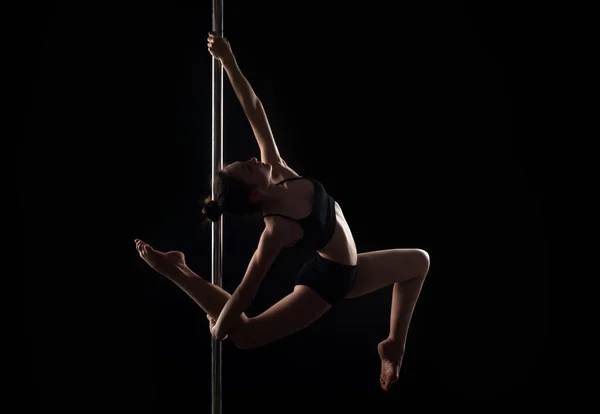 Pole Dance Flexible Sexy Girl Dancing Pylon Beautiful Flexible Woman — Stock Photo, Image