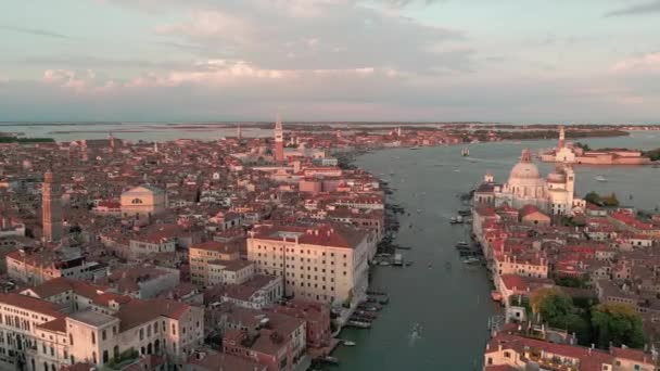 Luchtfoto Van Venetië Italië Basiliek Grand Canal Venetië Skyline Panorama — Stockvideo