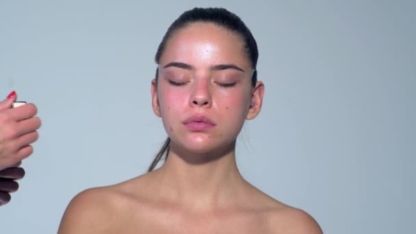 Mode Maquillage Pour Jeune Femme Sexy Gros Plan Visage Cosmétique — Video