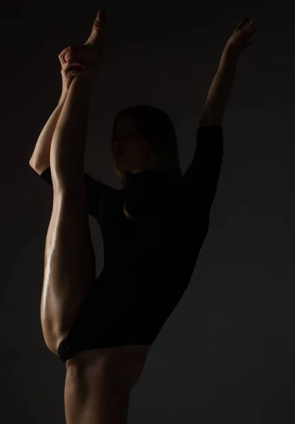 Leg Split Sexy Girl Does Gymnastic Exercises Stretching Beautiful Sexy — Stock Photo, Image