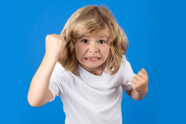 Child Angry Expression Studio Angry Hateful Little Boy Child Furious — Stock Photo, Image
