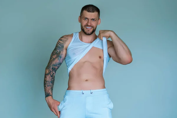 Seducente Gay Corpo Muscolare Dell Uomo Tipo Forte Brutale Torso — Foto Stock