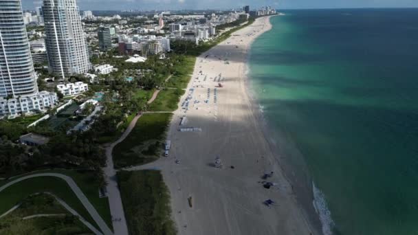 Flygfoto Över Kusten Miami Beach — Stockvideo