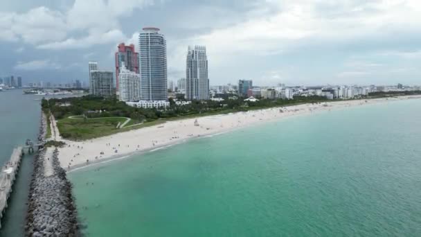 Vista Aerea South Point South Beach Miami Florida South Pointe — Video Stock