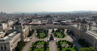 Maria Theresia Anıtı ve Müze Quartier 'in hava manzarası. Maria Theresien Platz. Avusturya, Viyana 'da Sanat Tarihi Kunsthistorisches Müzesi. Ringstrasse Caddesi, Viyana, Avusturya, Avrupa