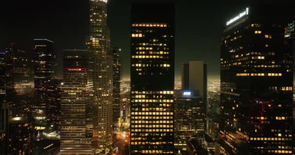 Los Angeles Uitzicht Binnenstad Nachtelijke Nacht Los Angeles Financieel District — Stockvideo