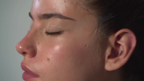 Cuidado Piel Artista Maquillaje Profesional Trabajando Con Una Hermosa Mujer — Vídeo de stock