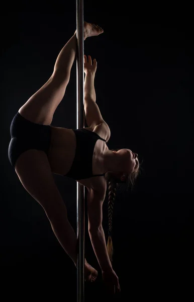 Pole Dance Sexy Girl Pylon Female Pole Dancer Woman Dancing — Stock Photo, Image