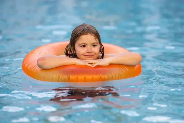 Summertime Vacation Kid Inflatable Ring Swimming Pool Summer Vacation Summer — Stock Photo, Image