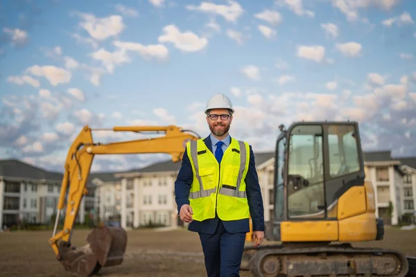 Builder Engineer Civil Engineer Worker Construction Site Engineer Worker Suit — Stock Photo, Image
