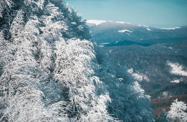 Sfondo Invernale Neve Gelo Con Spazio Libero Vostra Decorazione Montagne — Foto Stock