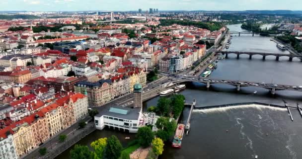 Panoramisch Uitzicht Het Kasteel Van Praag Luchtfoto Stad Stadsgezicht Van — Stockvideo