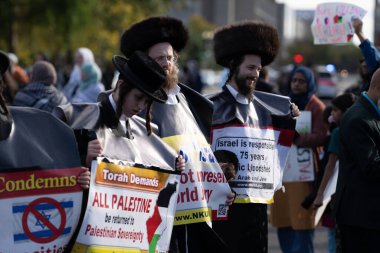 Washington DC, ABD - 21 Ekim 2023: Filistin yanlısı, İsrail karşıtı protestocular. İsrail ve Hamas Gazze Şeridi 'nde. İsrail ve Filistin arasındaki savaş. Washington DC 'deki Filistin Protestosu İşaretleri