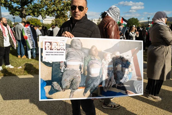 Washington Oktober 2023 Pro Palestijnse Israël Demonstranten Israël Hamas Gazastrook — Stockfoto