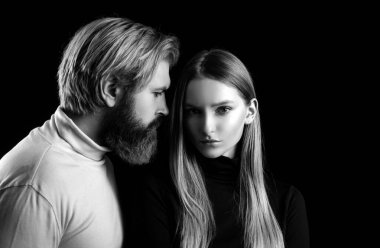 Şehvetli bir çiftin yakın plan portresi. Genç ve zarif bir çiftin portresi.