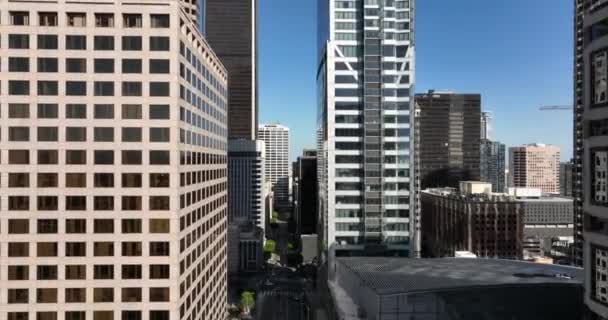 Los Angeles Şehir Merkezi Insansız Hava Aracı Gökdelenler Şehir Manzarası — Stok video