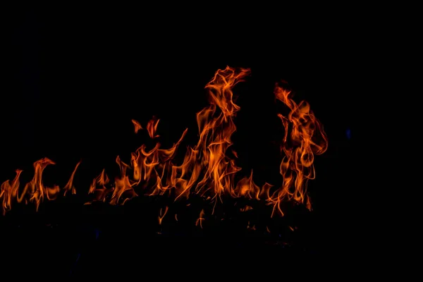 Incêndios Queimar Luzes Fundo Preto Chamas Fogo Fundo Preto Abstrato — Fotografia de Stock