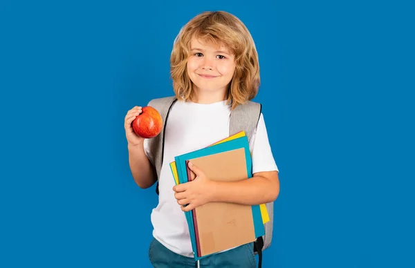 Back School School Child Book Isolated Background Portrait Happy Smiling — Stock Photo, Image