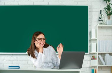 Female student in university, school education, Young woman study in college classroom. Online learning, distance education