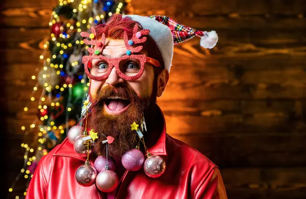God Jul Och Gott Nytt Tomten Hemma Med Julpåse Gott — Stockfoto