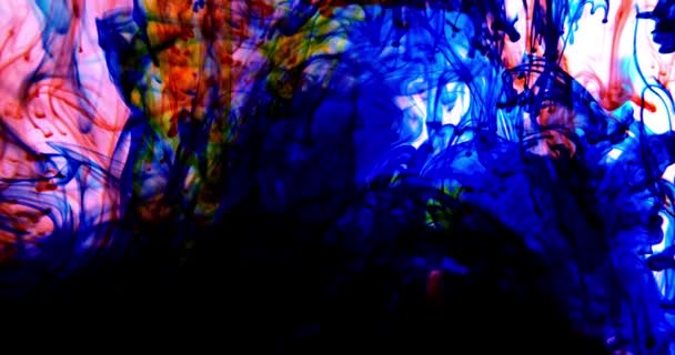 Цветная Краска Капли Воде Абстрактная Цветовая Смесь Капля Краски Смешивать — стоковое видео