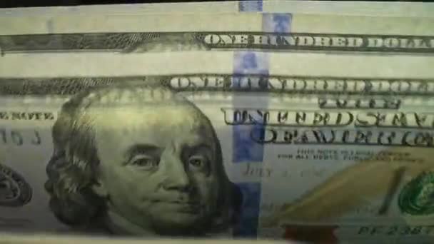 Närbild Valuta Räkning Maskin Räkna Dollarsedlar Sedelräknare Pengar Räknare Med — Stockvideo