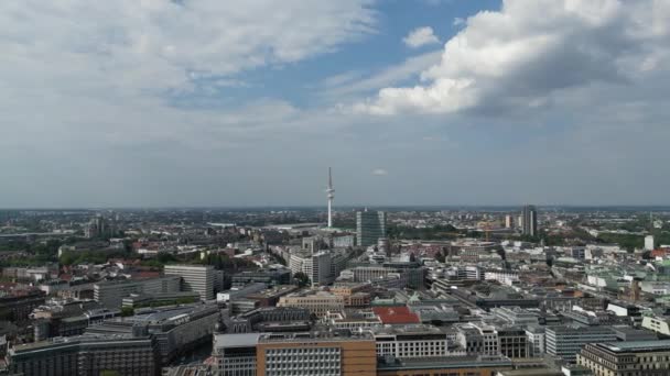 Flygfoto Hamburg Tyskland Cityscape Älven Elbe Centrala Hamburg Den Berömda — Stockvideo