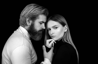 Şehvetli bir çiftin yakın plan portresi. Genç ve zarif bir çiftin portresi.