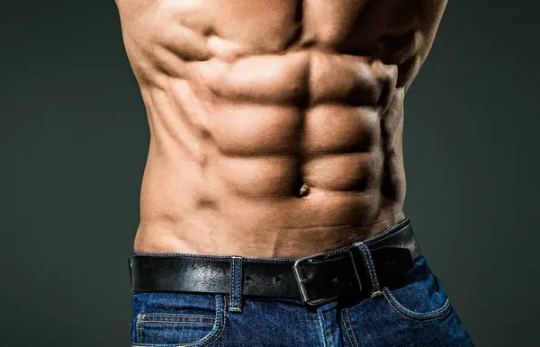 Sexy Muskulöses Gut Aussehendes Oben Ohne Männliches Modell Muskelkräftiger Körper — Stockfoto