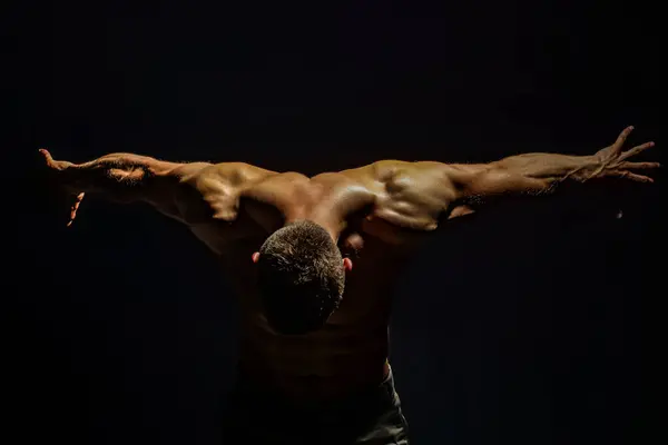 Stark Sexig Atletisk Man Fitness Modell Som Visar Naken Torso — Stockfoto
