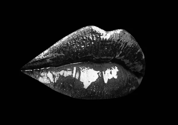 Bibir Seksi Bibir Gemuk Sensual Mulut Wanita Atas Hitam — Stok Foto